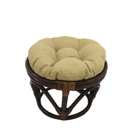 International Caravan Rattan Ottoman with Outdoor Fabric Cushion, Sandstone 3301-REO-S07